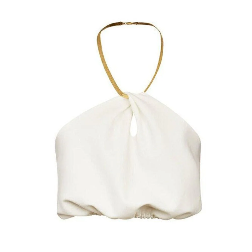 Masterpiece Line Satin Chain Crop Top - Image 10