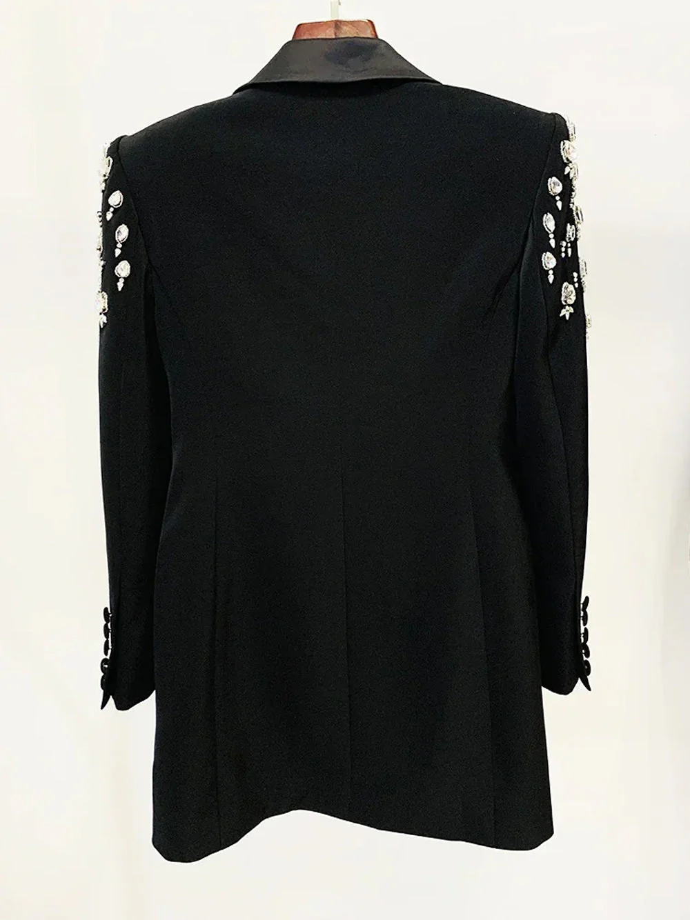 MESSA Beaded Cady Mini Blazer Dress in Black - Image 6