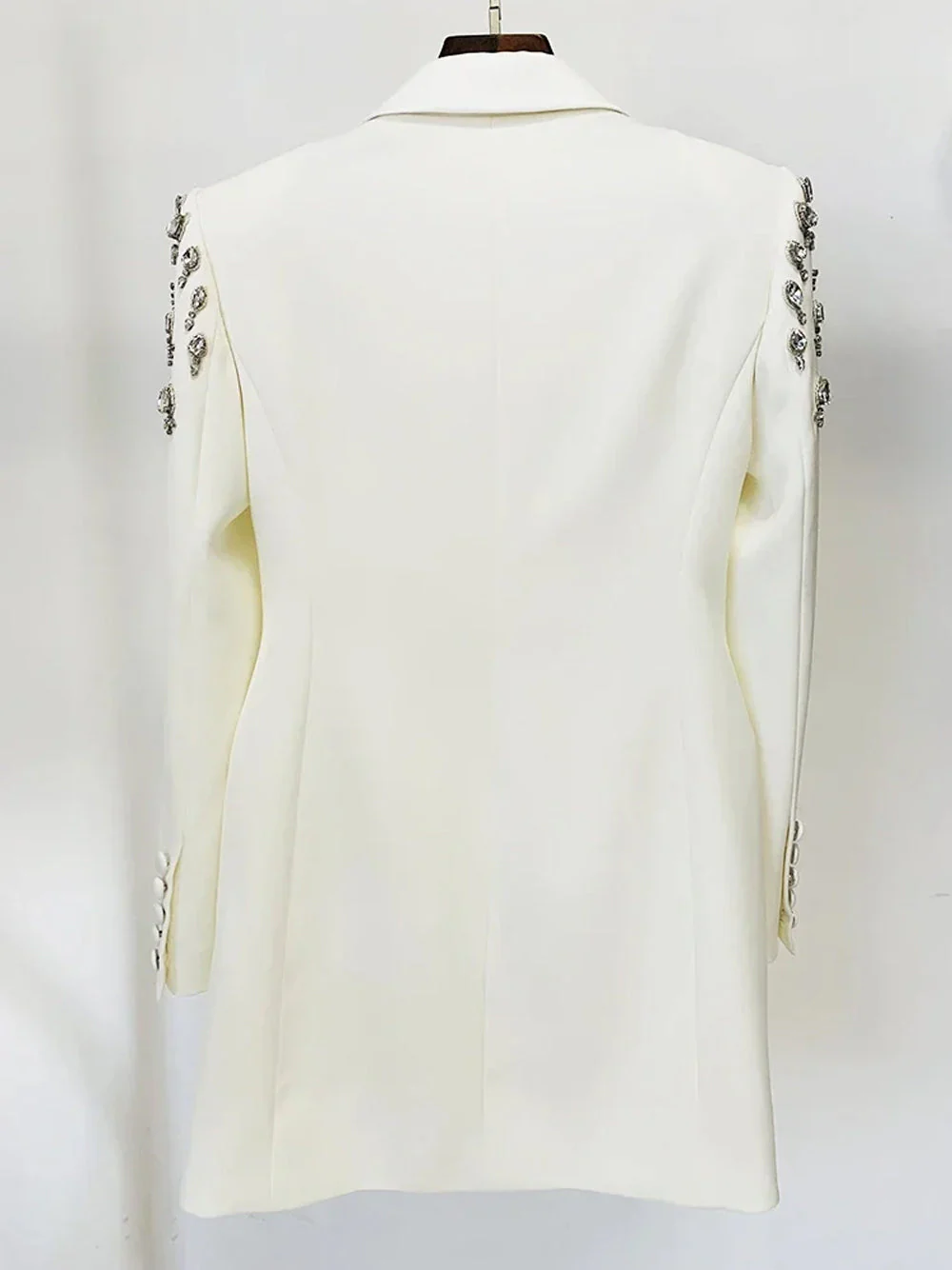MESSA Beaded Cady Mini Blazer Dress in White - Image 4