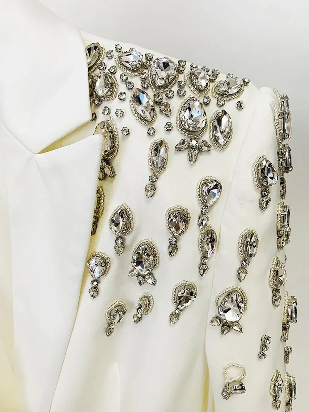 MESSA Beaded Cady Mini Blazer Dress in White - Image 5