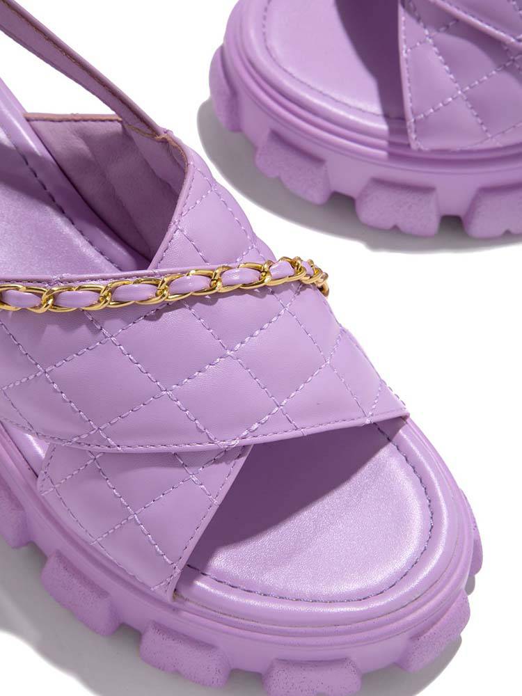 Metal Chain Decor Platform Sandals - Image 2