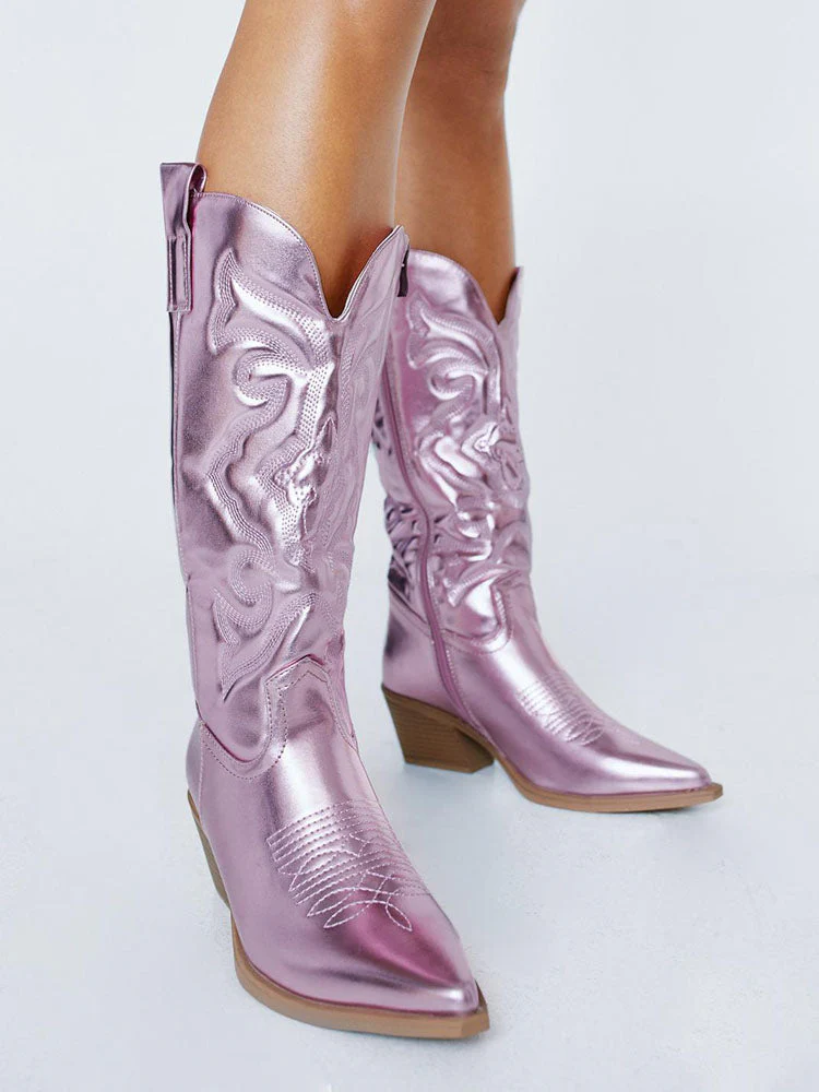 PU Leather Cowboy Boots - Image 2