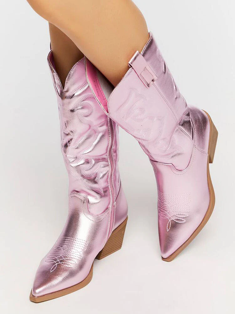 PU Leather Cowboy Boots - Image 3