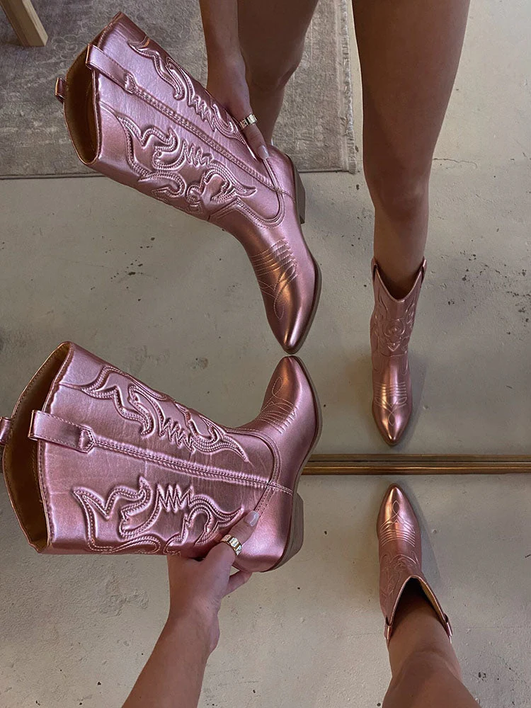 PU Leather Cowboy Boots - Image 7