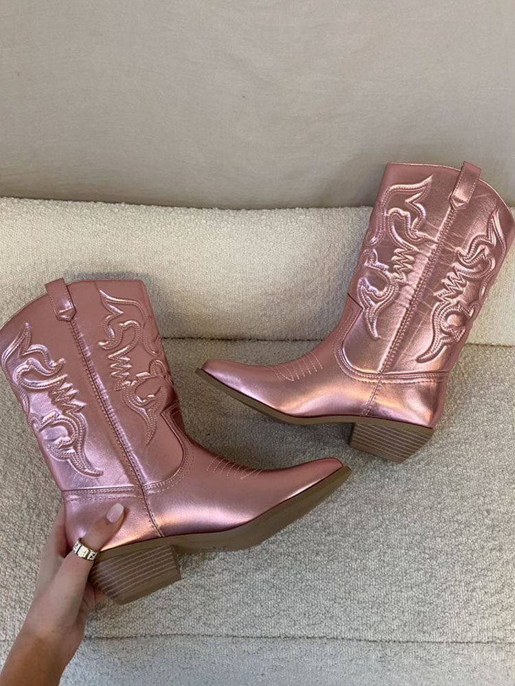 PU Leather Cowboy Boots - Image 8