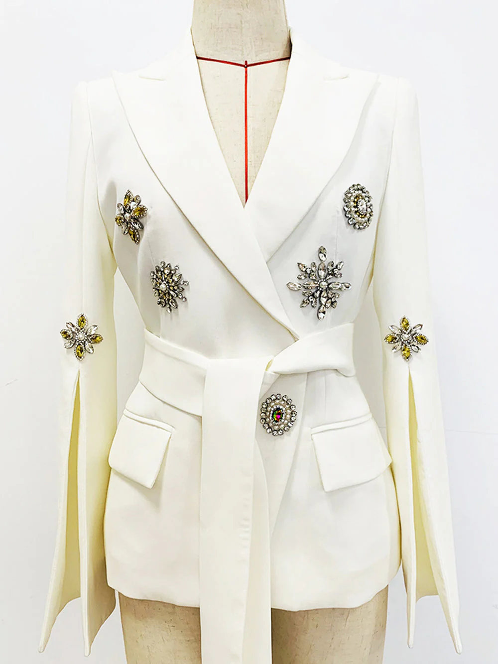 MICHA Rhinestone Belted Blazer - Image 5
