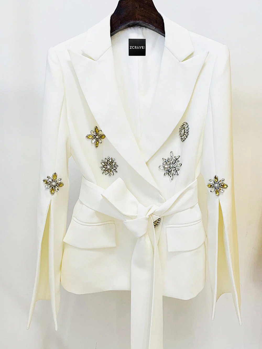 MICHA Rhinestone Belted Blazer - Image 6