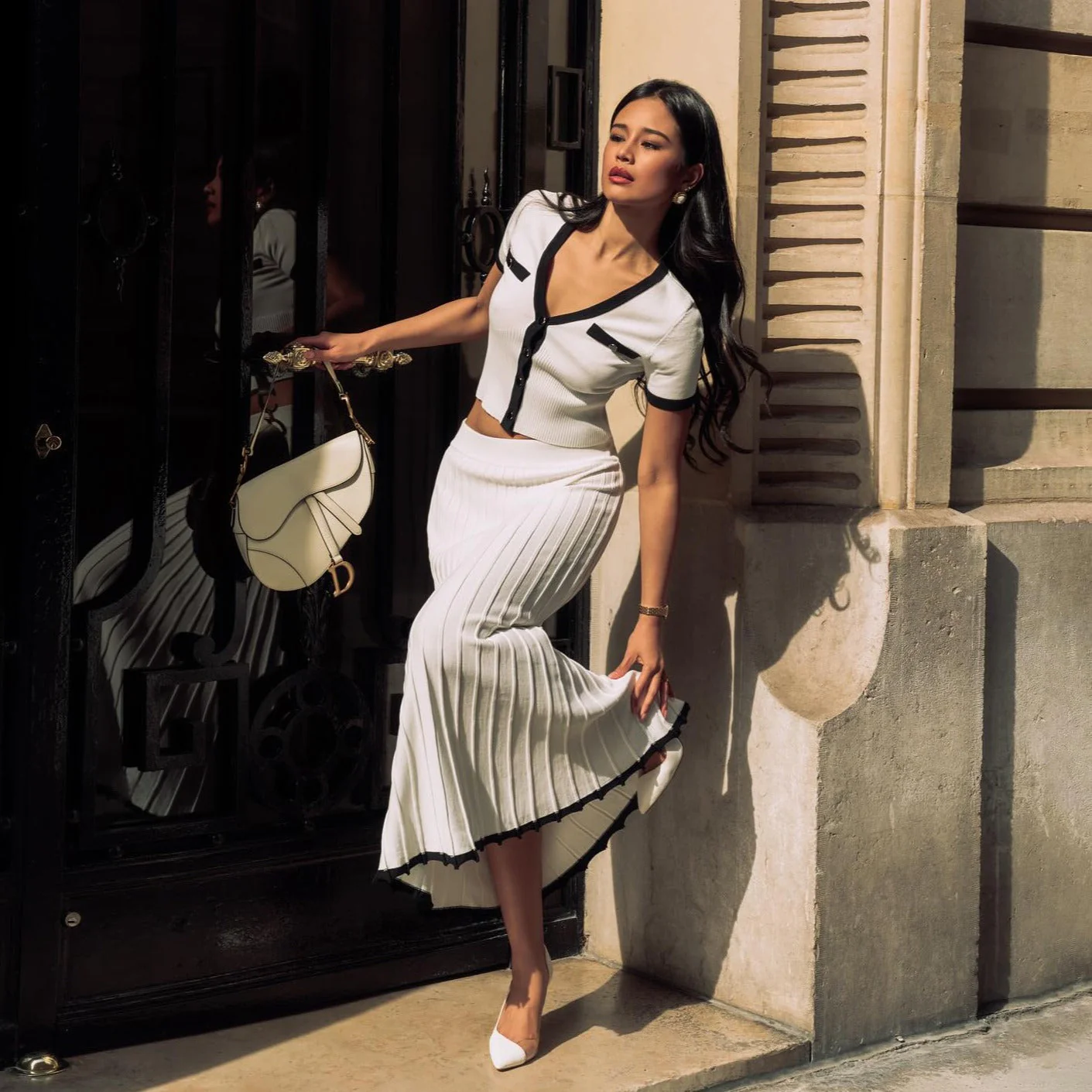 Midnight in Paris Contrast Knit Two Piece Set - Image 5