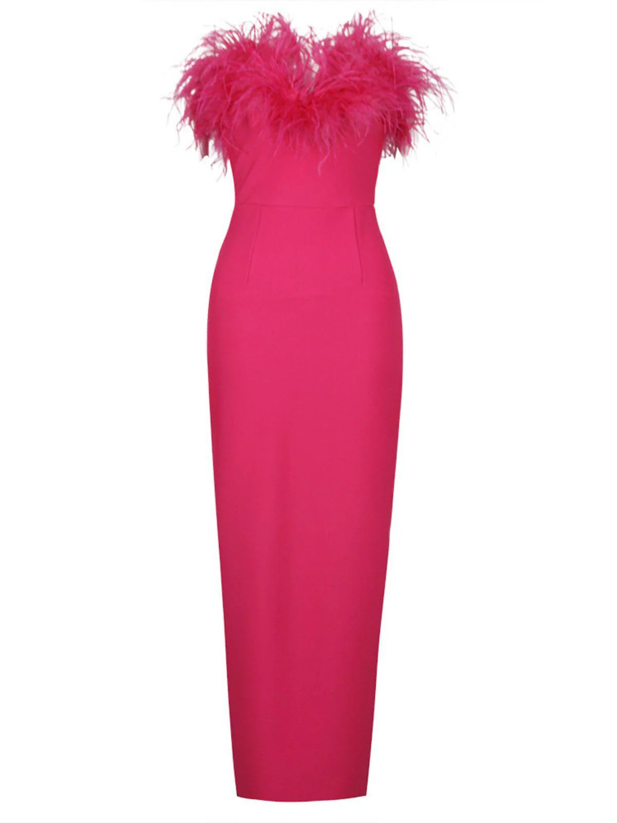 Mina Strapless Feather Trimmed Bandage Dress In Hot Pink - Image 7