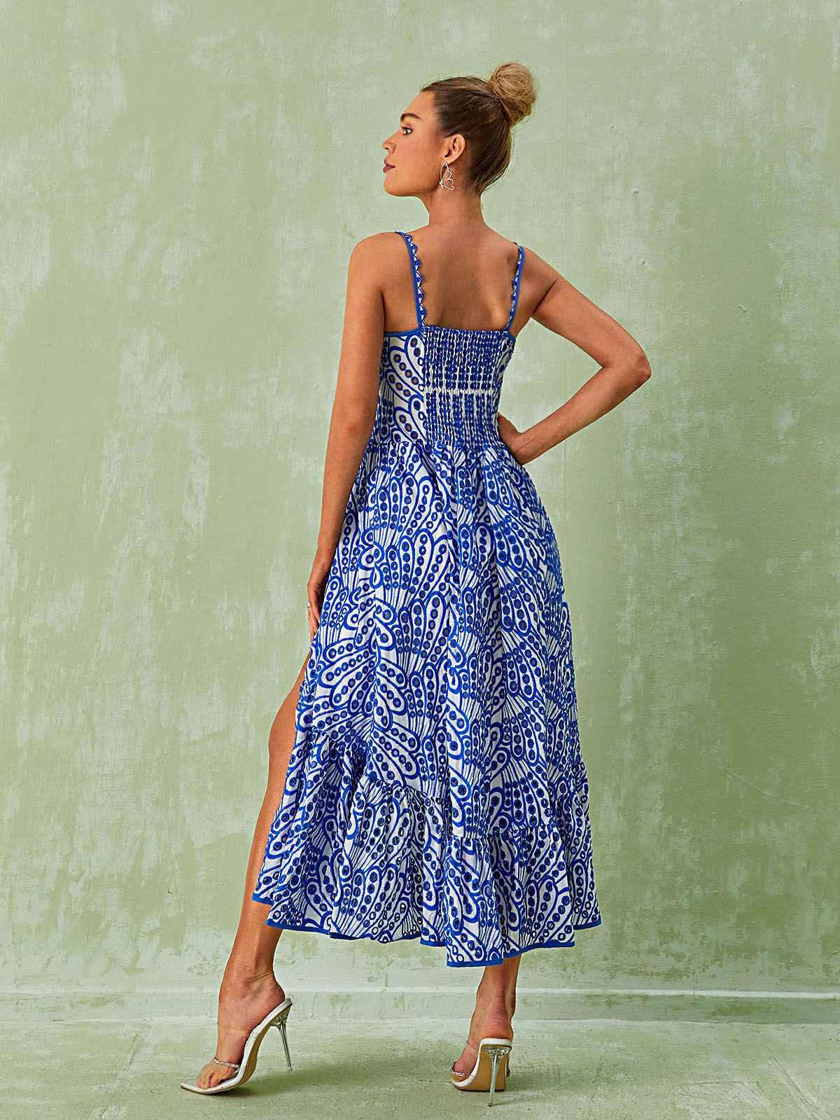 Minka Spaghetti Hollow Midi Dress In Blue - Image 5