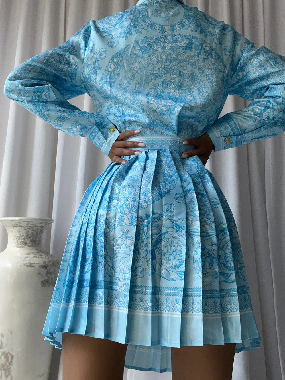 MIRAJE Blouse & Skirt Set in Azure - Image 9