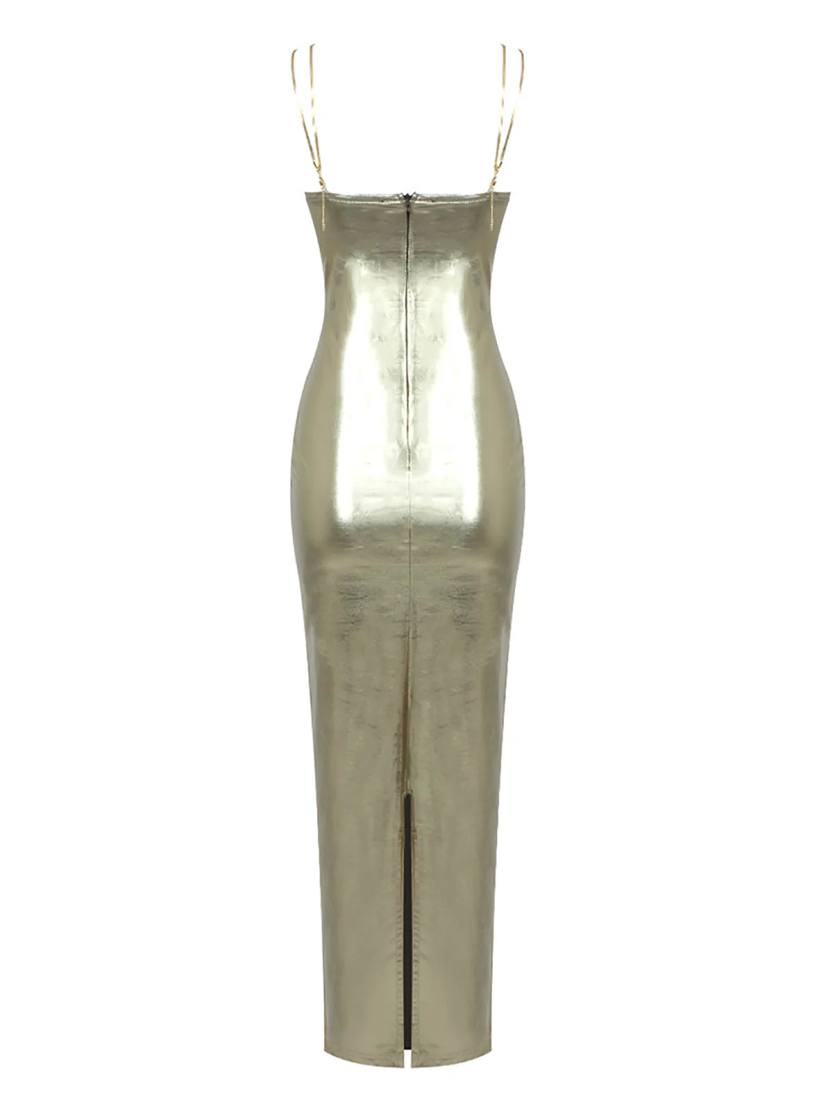 Moana Spaghetti Metallic Midi Dress In Gold - Image 8