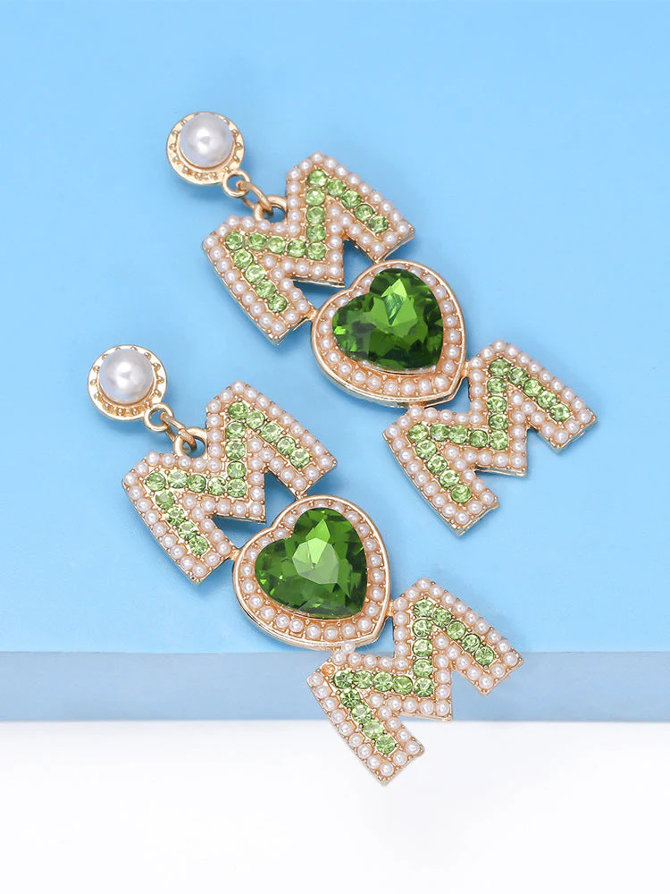 MOM Pearls Rhinestone Earrings - Image 9