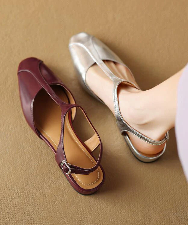 Mulberry Sandals Cowhide Leather Beautiful Splicing Hollow Out - Image 3