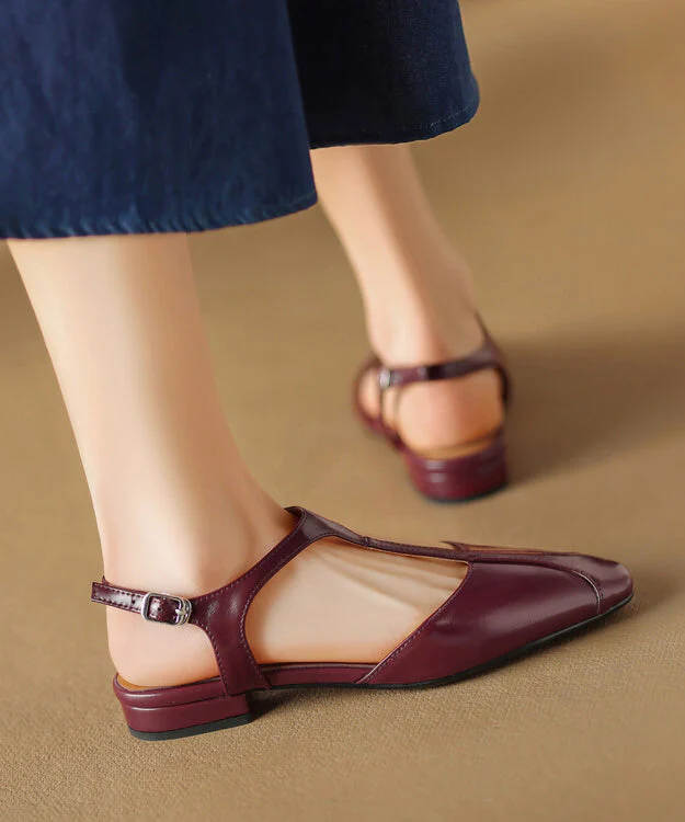 Mulberry Sandals Cowhide Leather Beautiful Splicing Hollow Out - Image 5