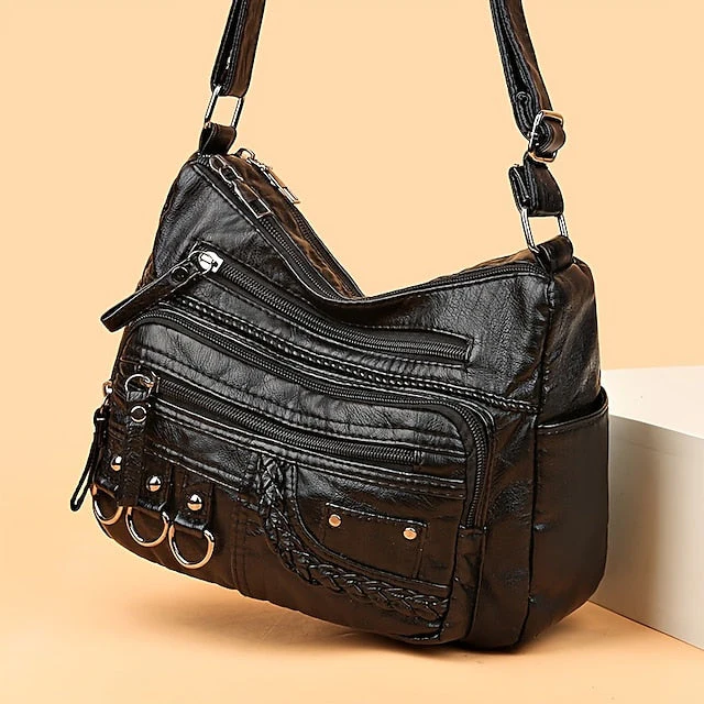 Multiple Crossbody with Vintage Leather Faux Bag - Image 10
