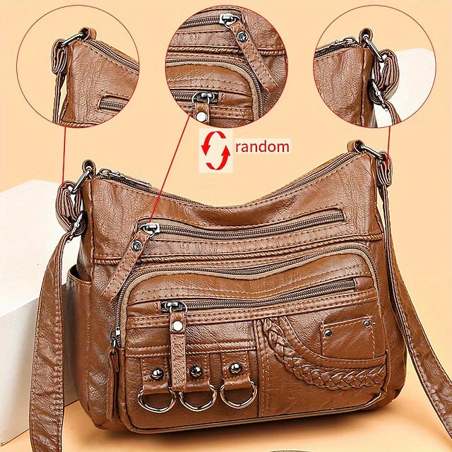 Multiple Crossbody with Vintage Leather Faux Bag - Image 3