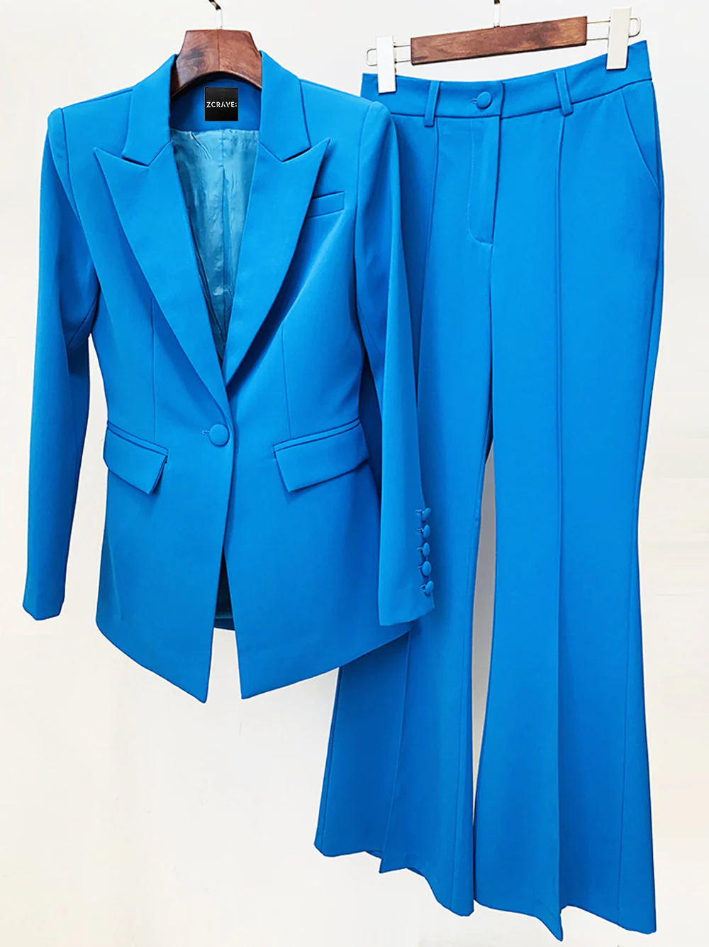 NAOMA Blazer & Flared Pants Set in Blue - Image 3