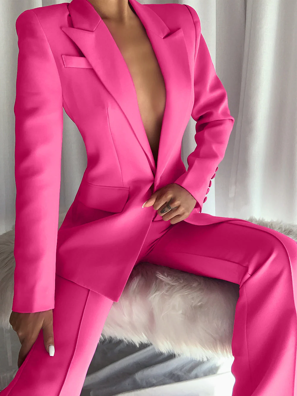 NAOMA Blazer & Flared Pants Set in Pink - Image 12