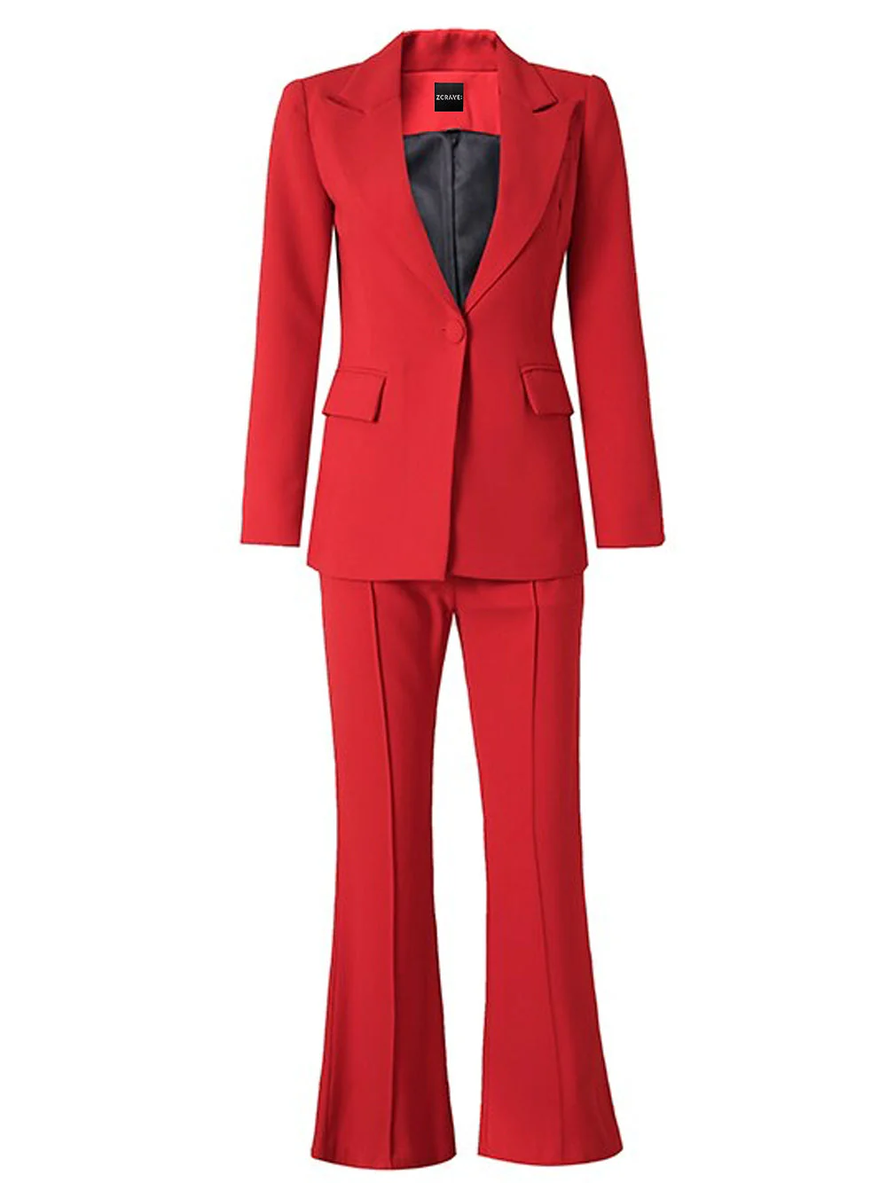 NAOMA Blazer & Flared Pants Set in Red - Image 24