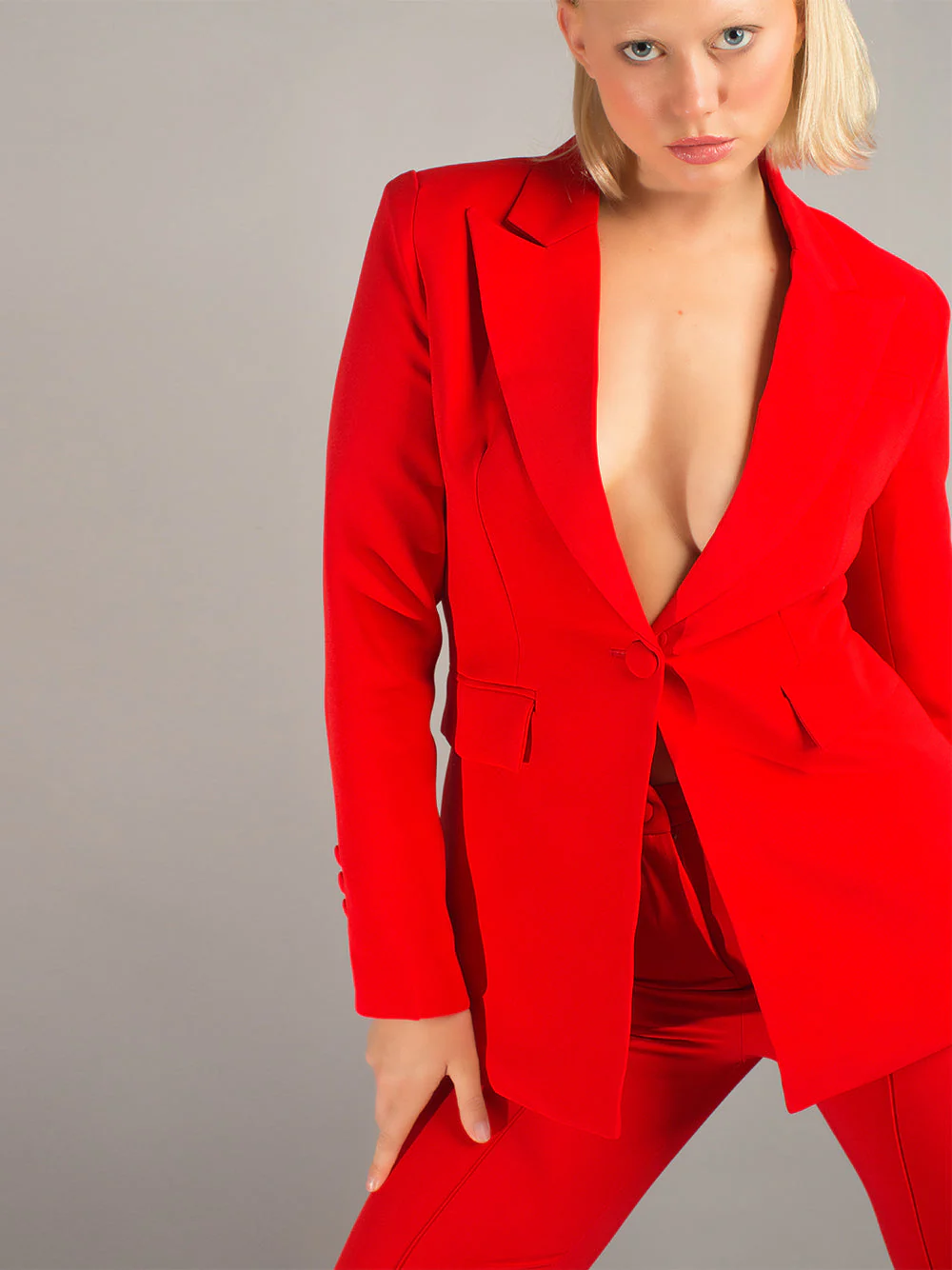 NAOMA Blazer & Flared Pants Set in Red - Image 6
