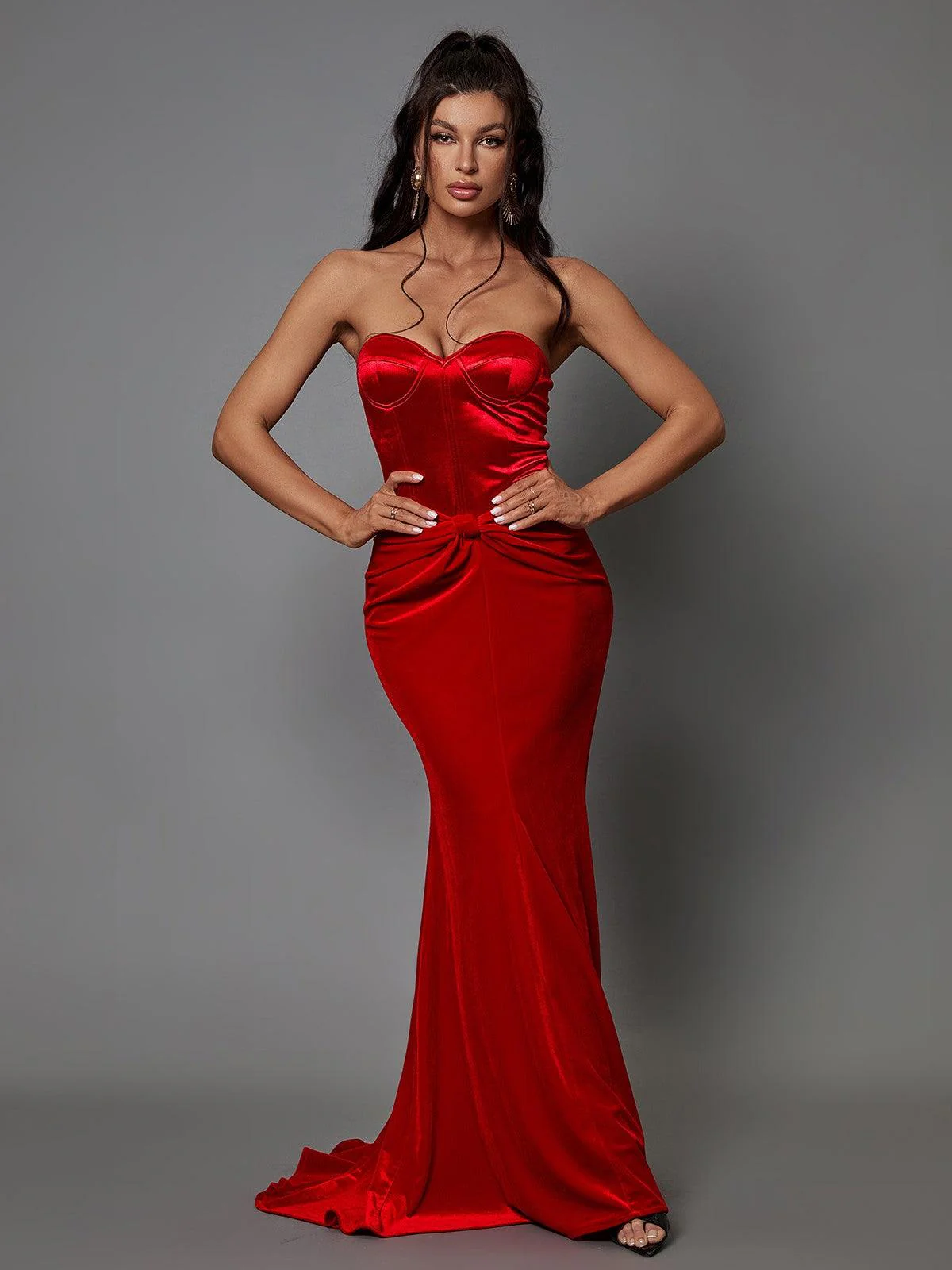 Natalia Strapless Velvet Maxi Dress - Image 4