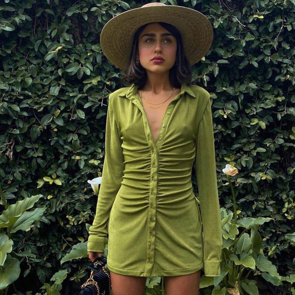 New Obsession Ruched Long Sleeve Mini Dress - Image 12