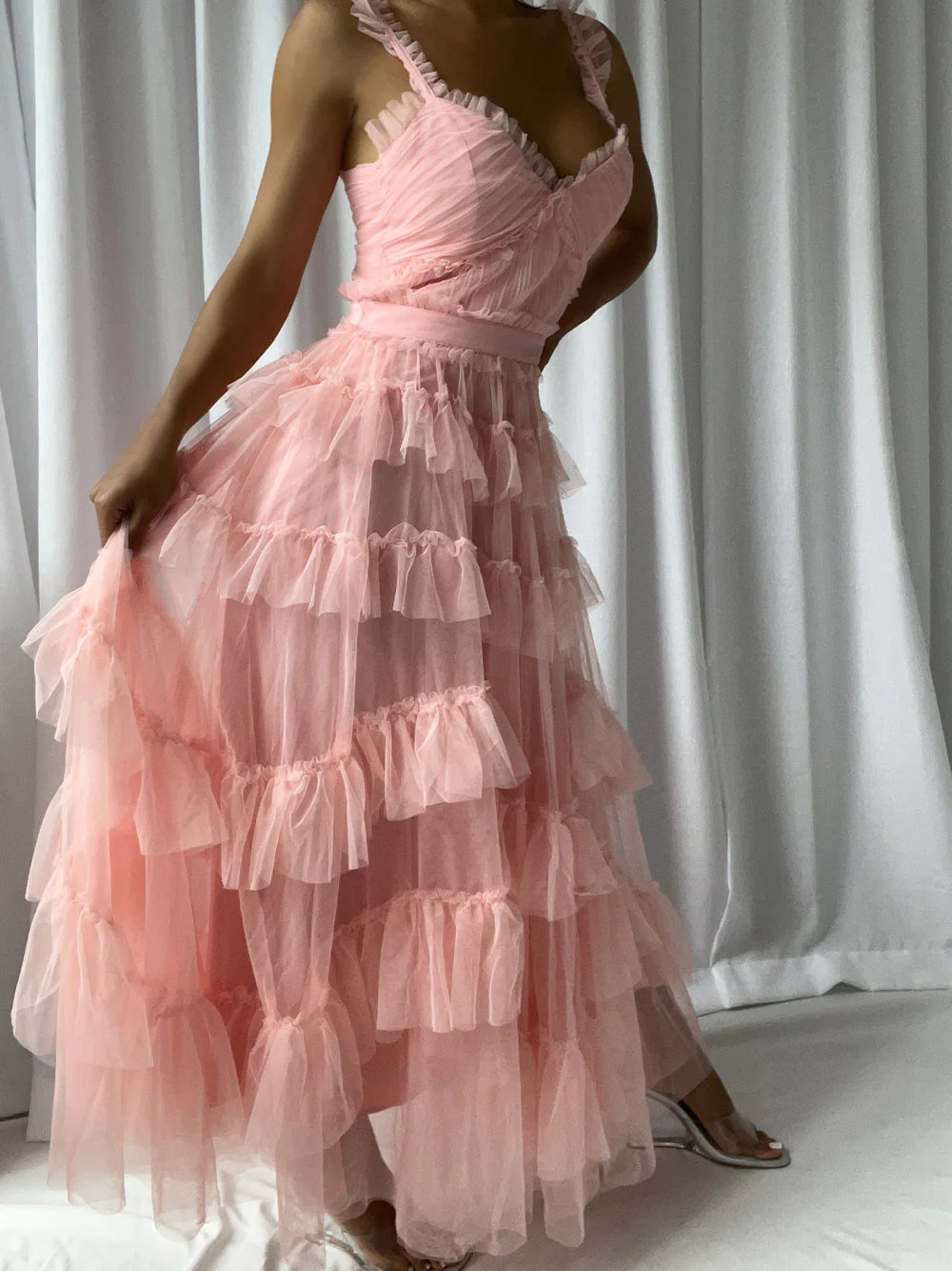 NILA Tulle Maxi Dress in Pink - Image 2