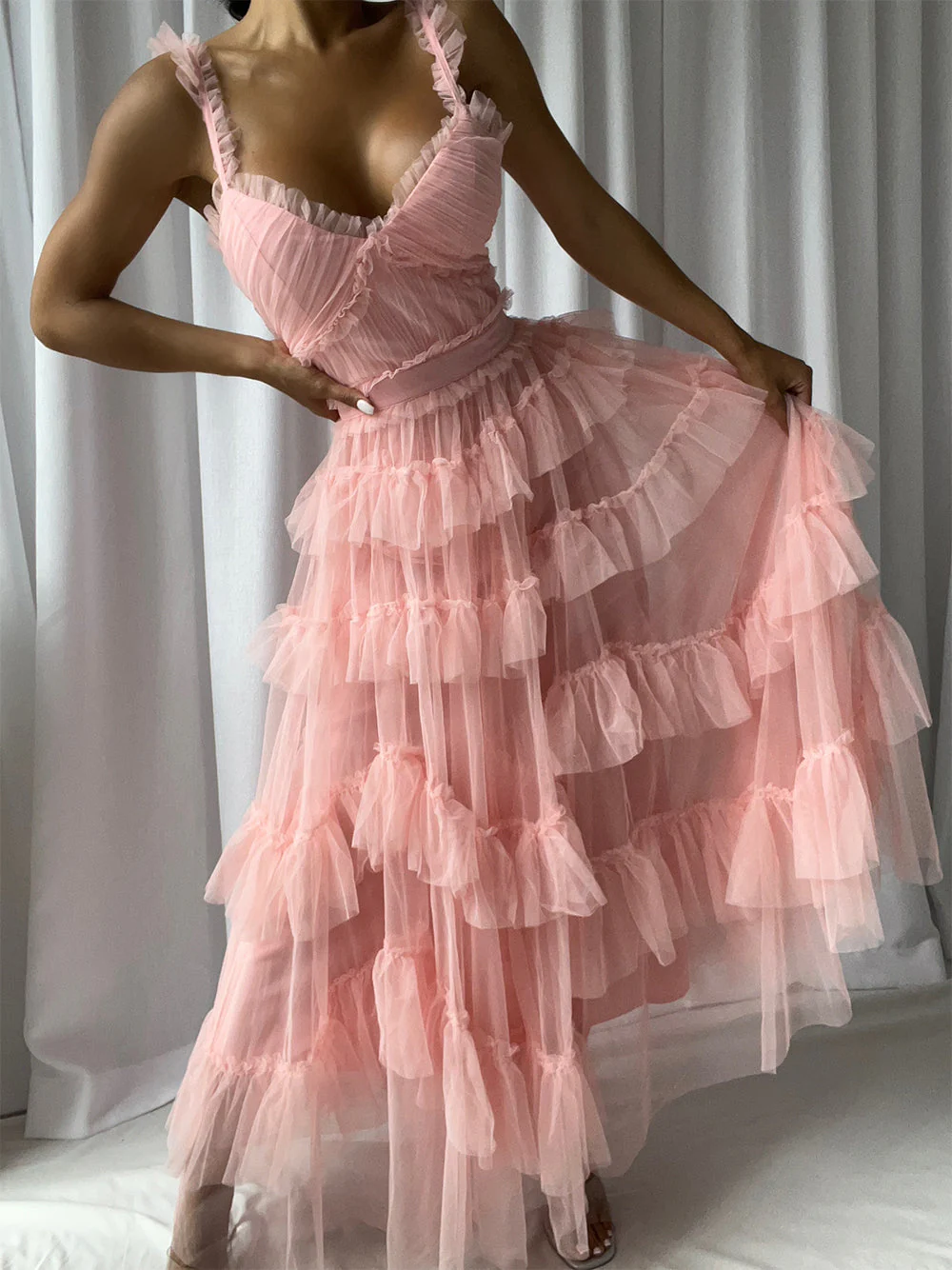 NILA Tulle Maxi Dress in Pink - Image 4