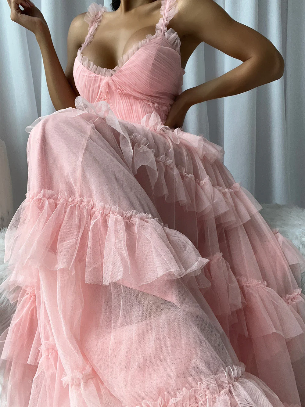 NILA Tulle Maxi Dress in Pink - Image 5
