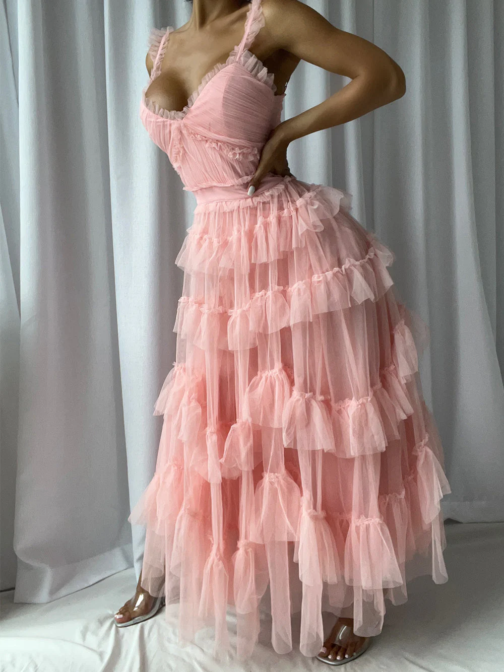 NILA Tulle Maxi Dress in Pink - Image 6