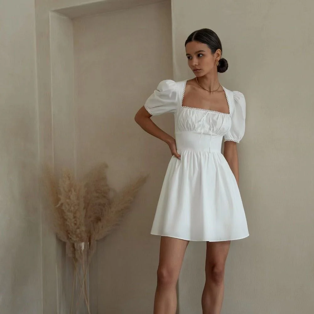 Nina Gathered Cutout Cotton Mini Dress - Image 3