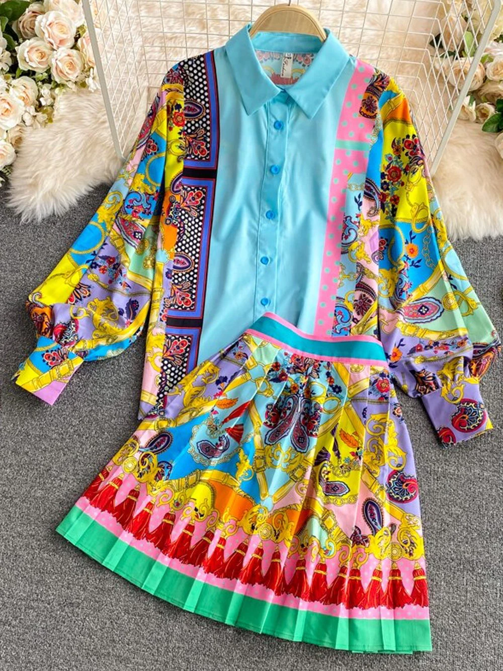 NOLITA Blouse & Skirt Set in Blue - Image 14
