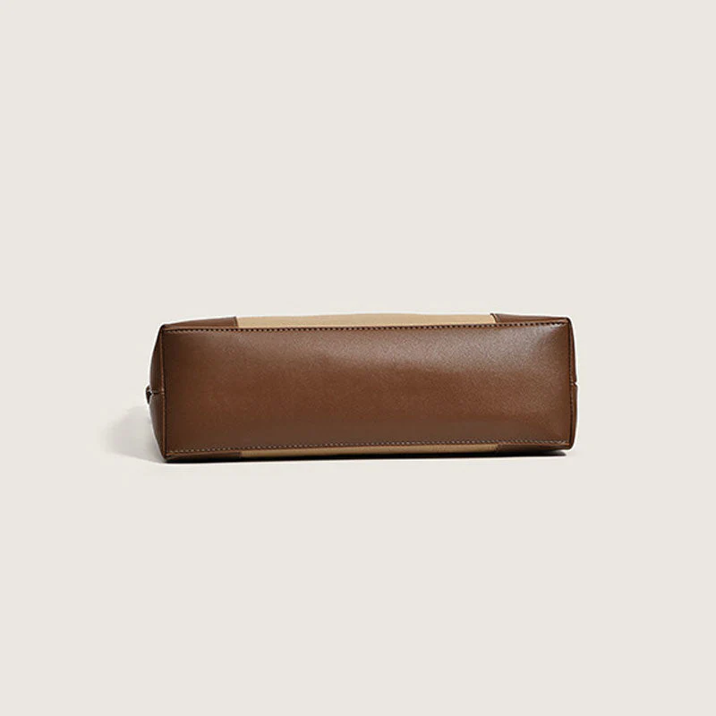 Office Style Color Buckle Trim Tote Bag - Brown - Image 3