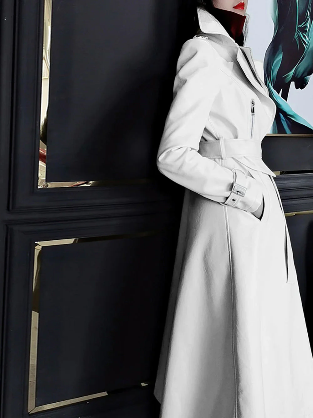 OMYX Leather Trench Coat - Image 12