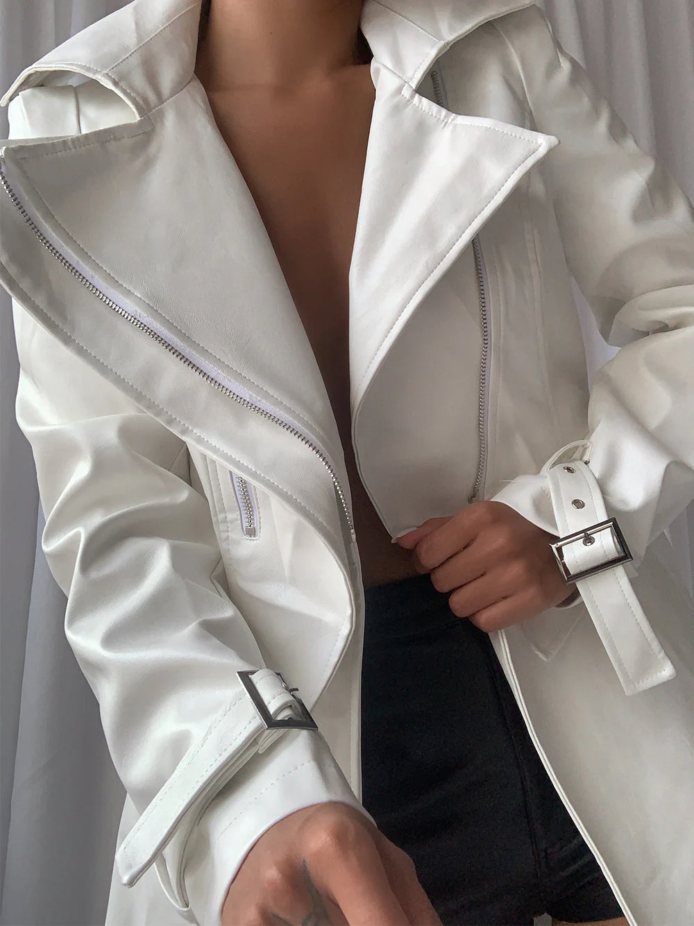 OMYX Leather Trench Coat - Image 4
