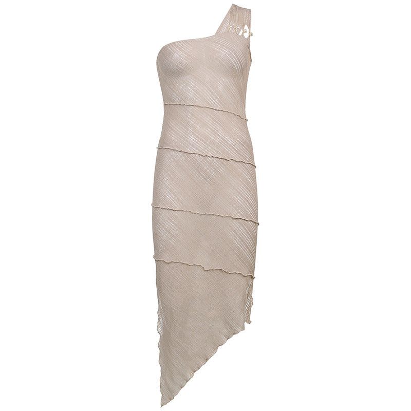 On Vacay One Shoulder Backless Pearl Dress - Image 8