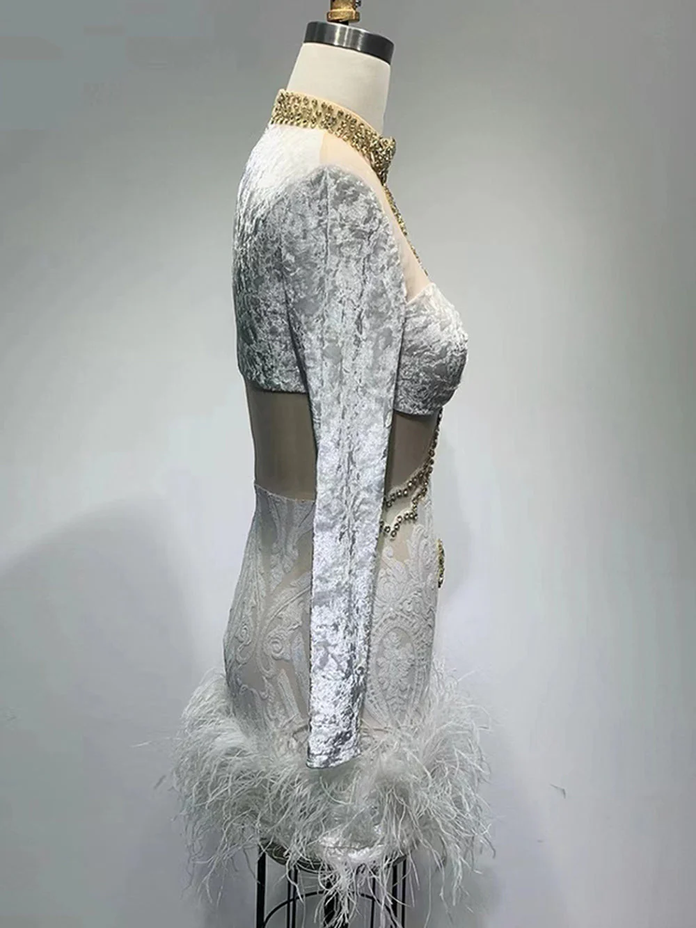 OPERA Sequins & Feathers Mini Dress - Image 10