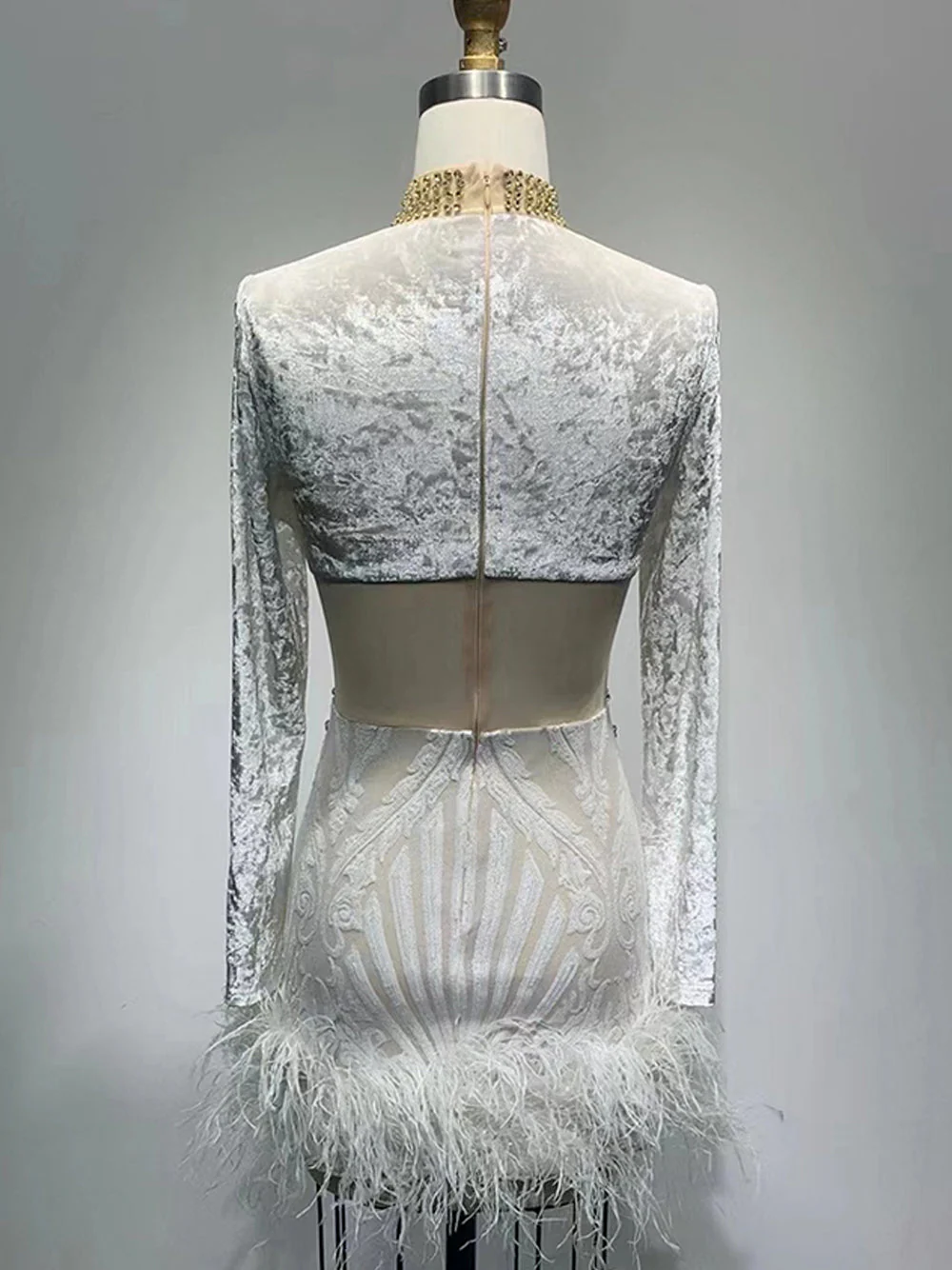 OPERA Sequins & Feathers Mini Dress - Image 9