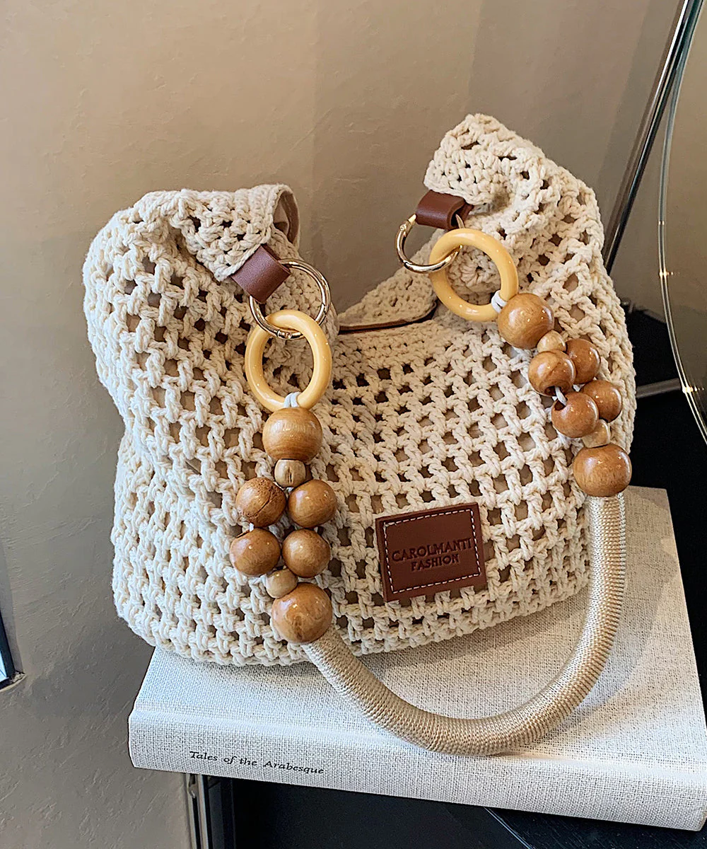 Out Woven Brown Shoulder Bag Large Capacity Hollow - Image 3