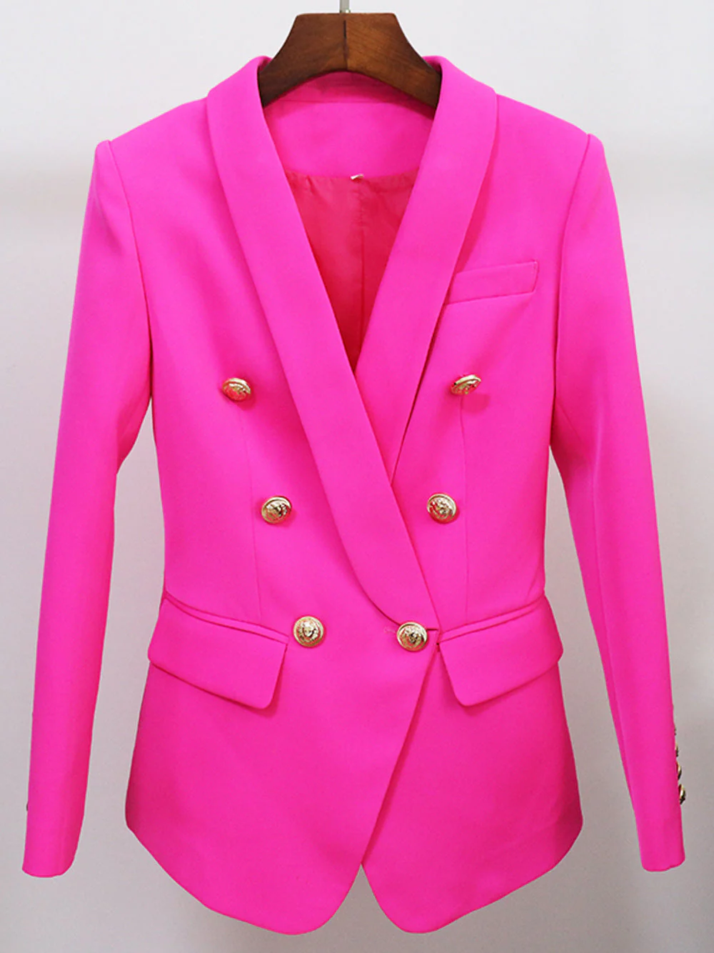 Oversized Fuchsia Double Breasted Blazer - Image 4