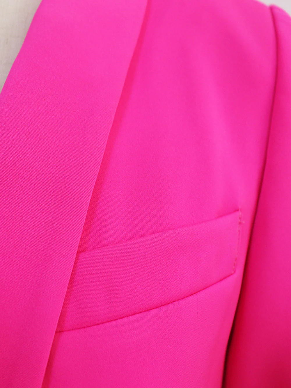 Oversized Fuchsia Double Breasted Blazer - Image 7