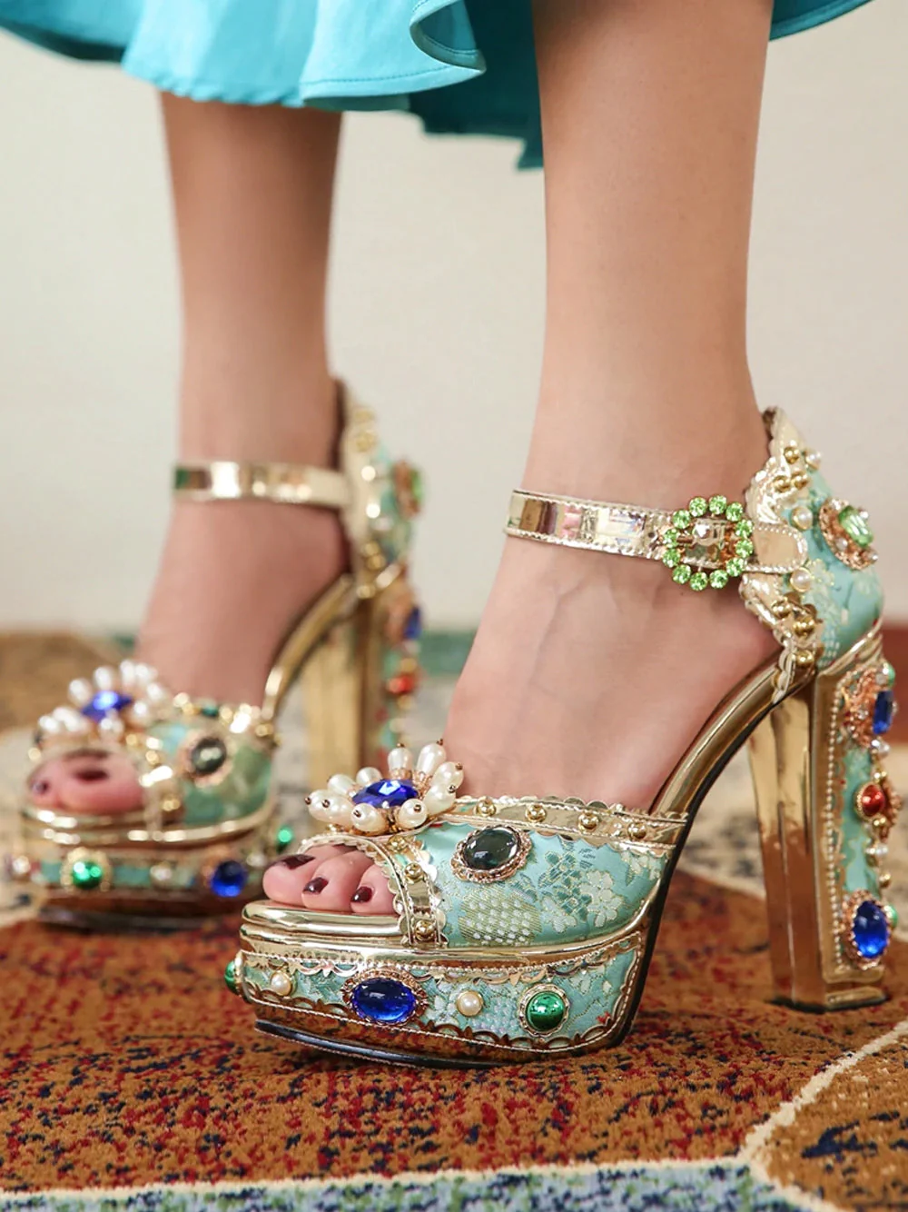 PALAIS Rhinestone Embellished Block Heels - Image 14