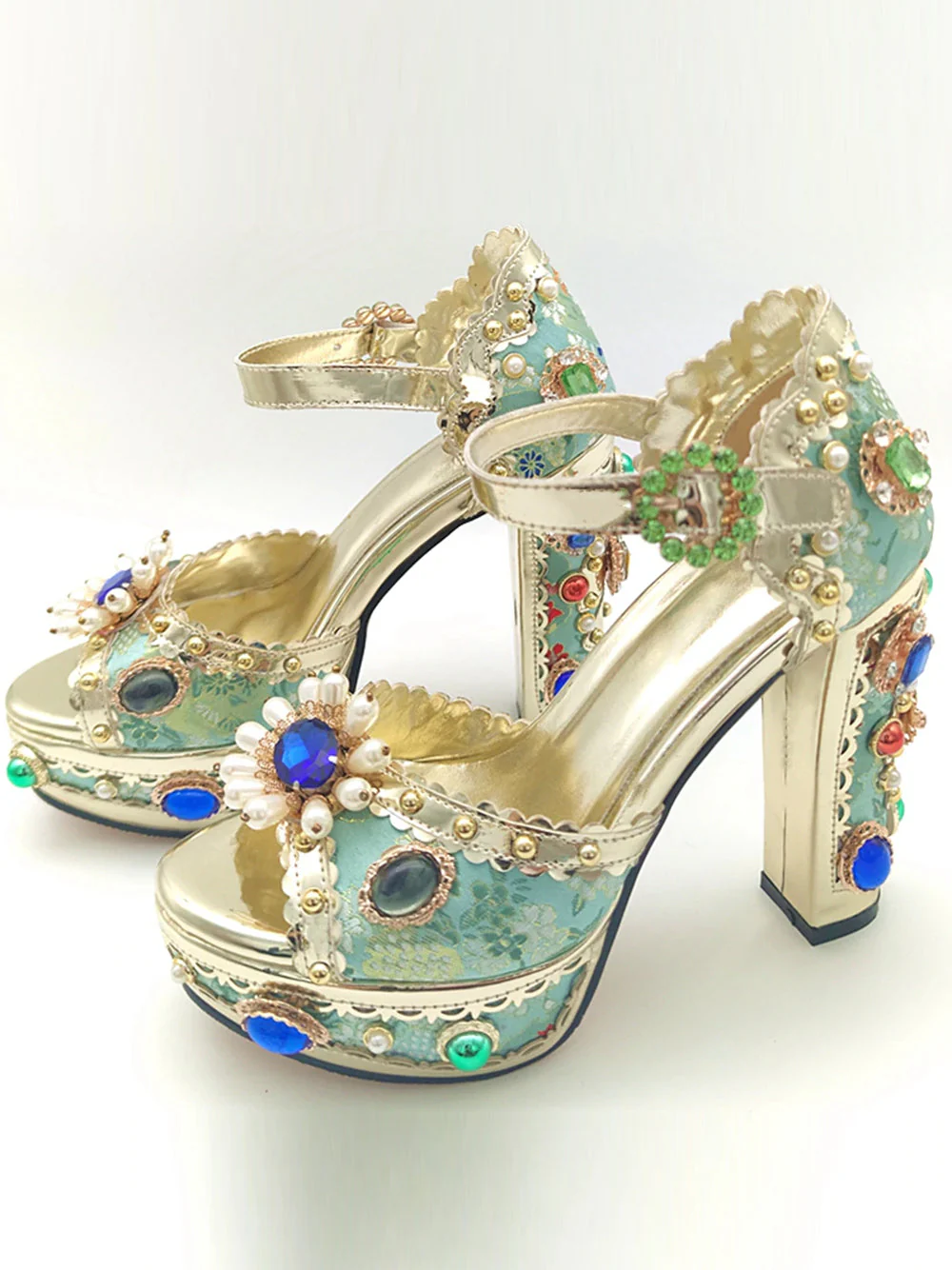 PALAIS Rhinestone Embellished Block Heels - Image 8
