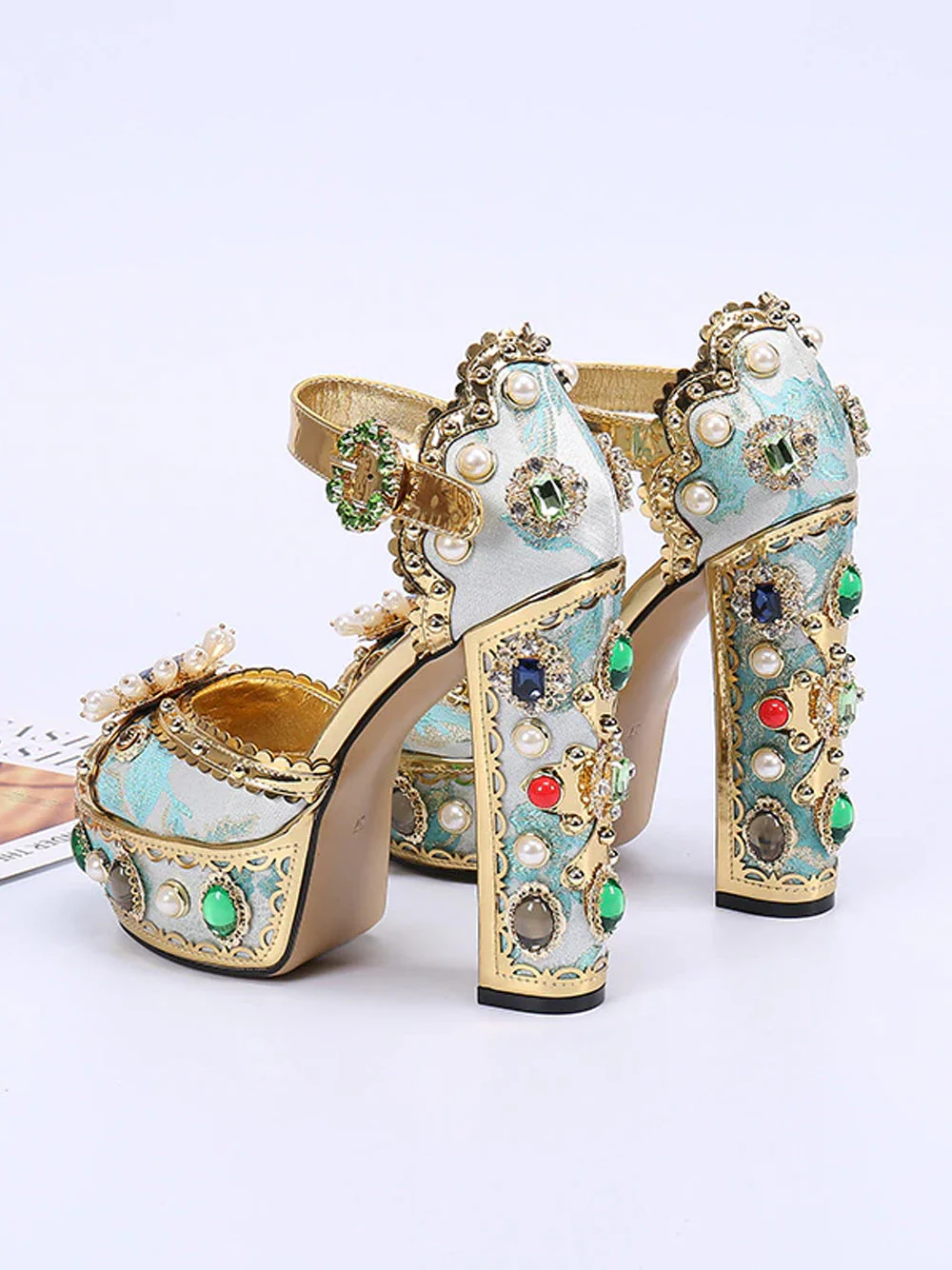 PALAIS Rhinestone-Embellished Block-Heels - Image 2