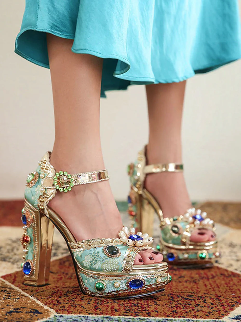 PALAIS Rhinestone-Embellished Block-Heels - Image 7