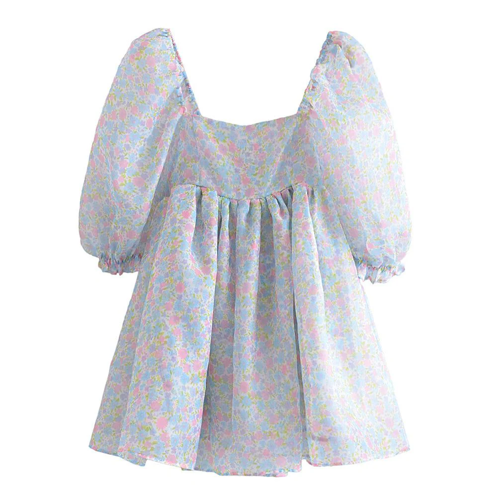 Paloma Sweet Pastel Floral Puff Mini Dress - Image 8