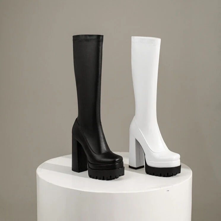 Paparazzo Knee High Platform Boots - Image 17