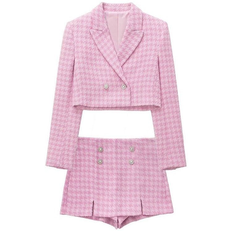 Paris Bound Double Button Crop Blazer & Split Skirt Set - Image 9