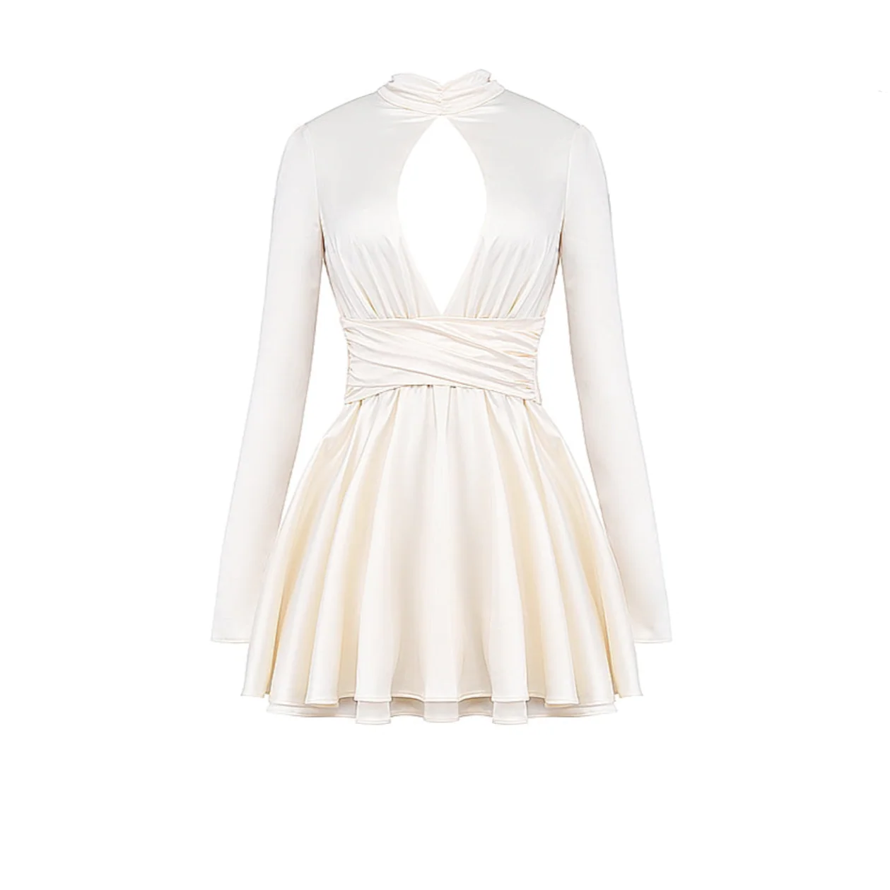 Parisian Encounter Satin Bow Mini Dress - Image 11
